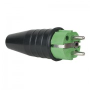 Showtec Rubber Schucko Connector Male 250v Green CEE7/VII 3x2,5mm²