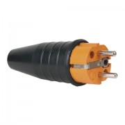 Showtec Rubber Schucko Connector Male 250v Orange CEE7/VII 3x2,5mm²