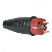 Showtec Rubber Schucko Connector Male 250v Red CEE7/VII 3x2,5mm²