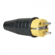 Showtec Rubber Schucko Connector Male 250v Yellow CEE7/VII 3x2,5mm²